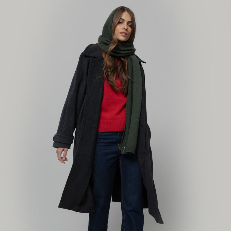 Women's Cashmere Ilenia Hooded Scarf - Green Foresta