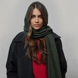 Women's Cashmere Ilenia Hooded Scarf - Green Foresta