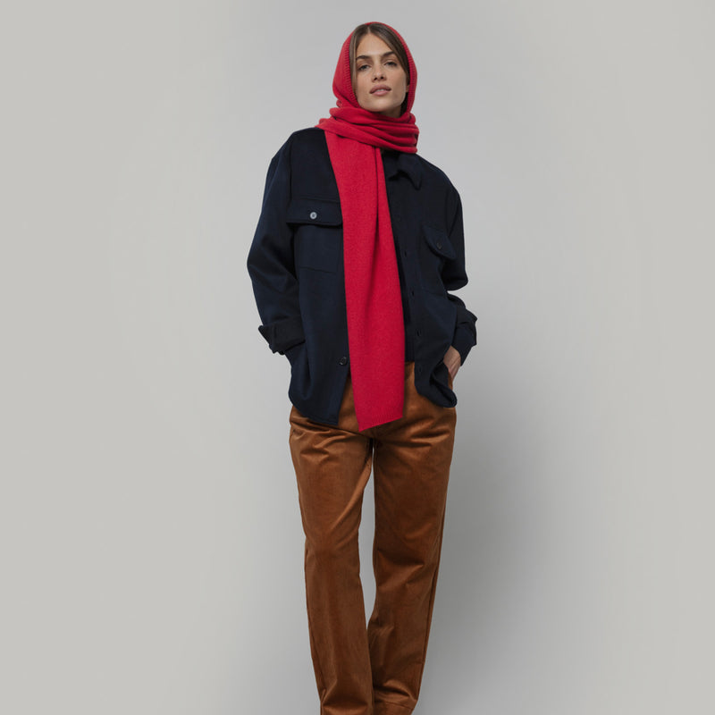 Women's Cashmere Ilenia Hooded Scarf - Red Papavero