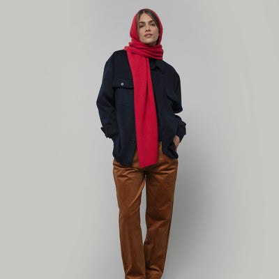 Women's Cashmere Ilenia Hooded Scarf - Red Papavero