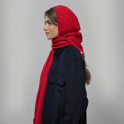 Women's Cashmere Ilenia Hooded Scarf - Red Papavero