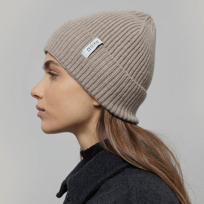 Adults Recycled Cashmere Marcello Beanie - Beige Sabbia