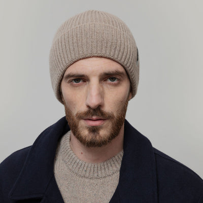 Adults Recycled Cashmere Marcello Beanie - Beige Sabbia