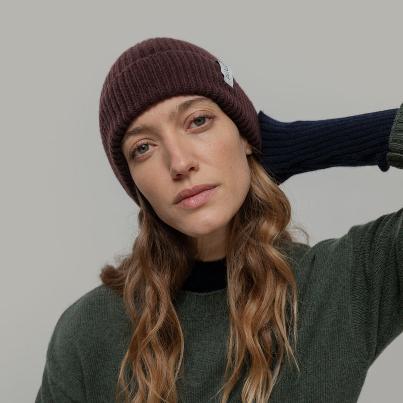 Adults Recycled Cashmere Marcello Beanie - Brown Caffe