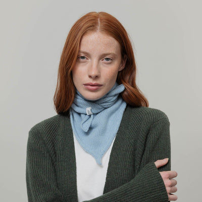Adults Recycled Cashmere Masha Bandana/Scarf - Dusty Blue