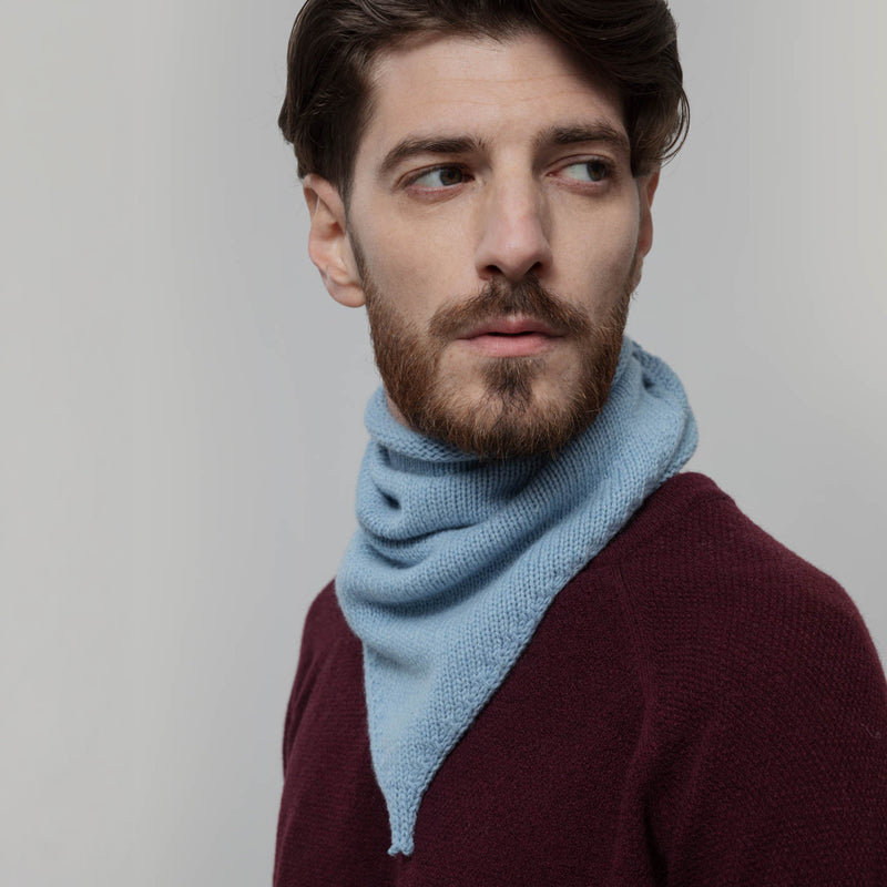 Adults Recycled Cashmere Masha Bandana/Scarf - Dusty Blue