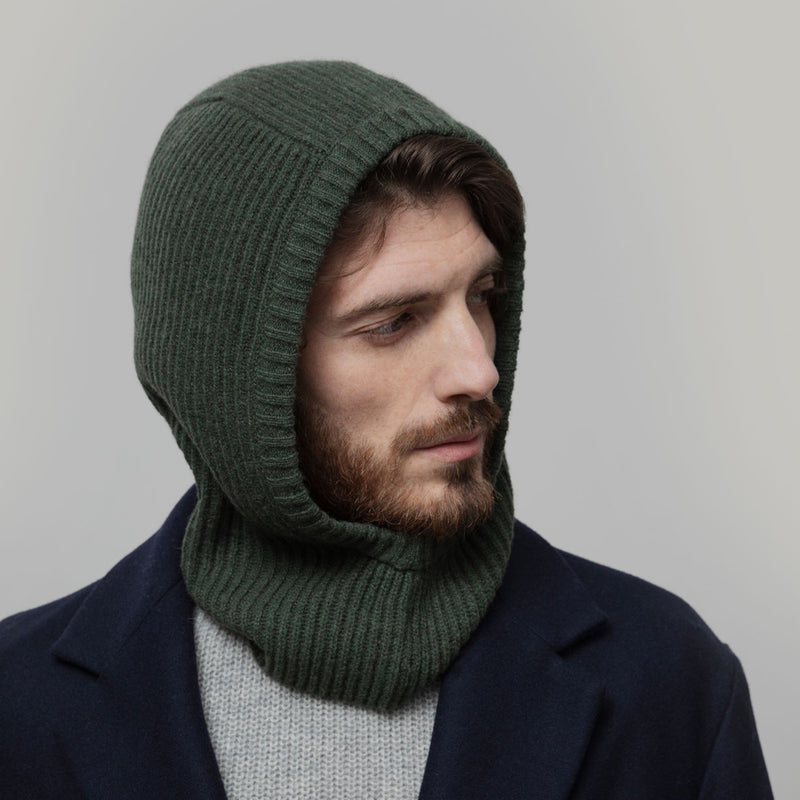Adults Recycled Cashmere Marika Balaclava - Green Foresta