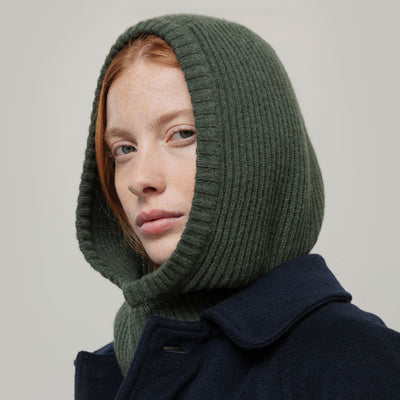 Adults Recycled Cashmere Marika Balaclava - Green Foresta
