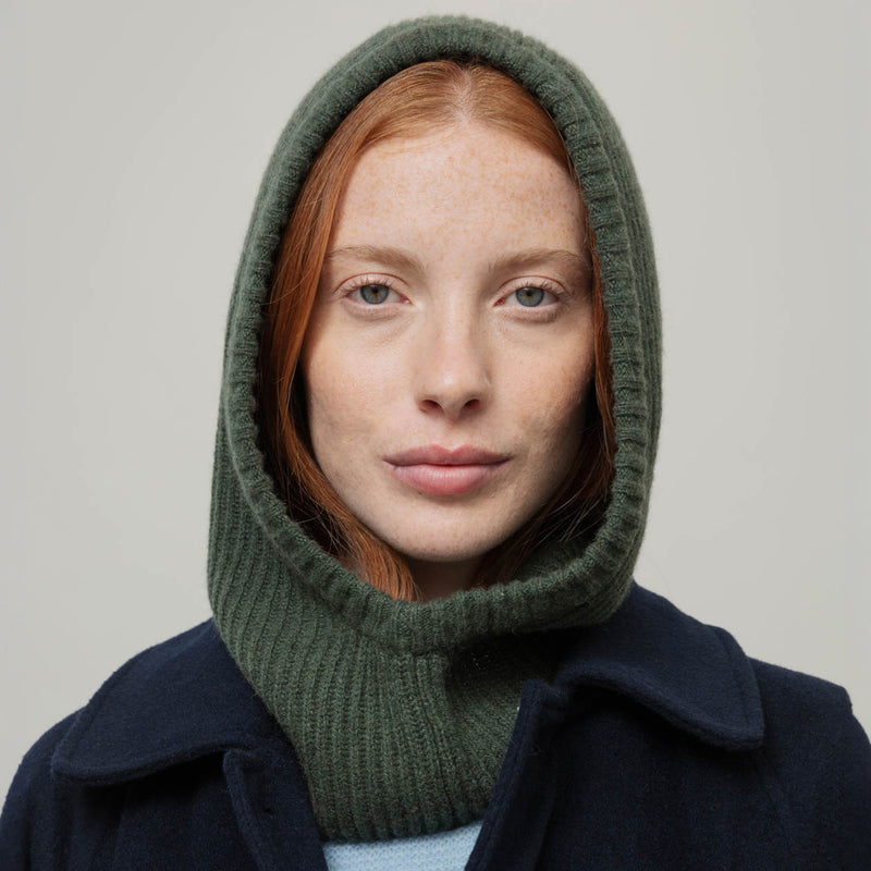 Adults Recycled Cashmere Marika Balaclava - Green Foresta