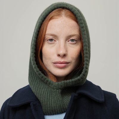 Adults Recycled Cashmere Marika Balaclava - Green Foresta