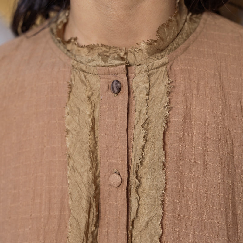 Women's Handloomed Cotton Oversize Cooper Dress - Fawn