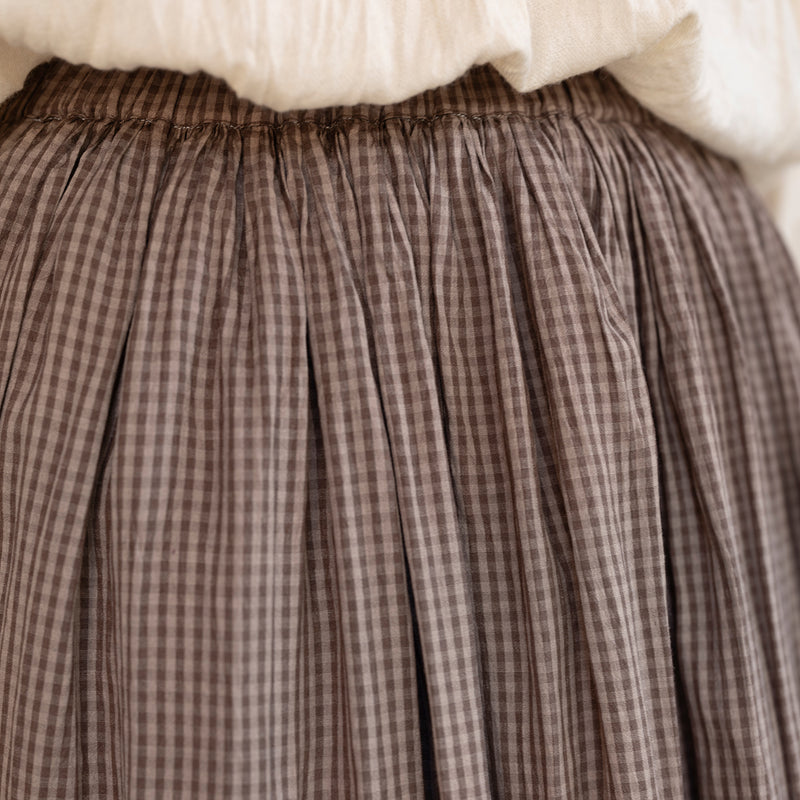 Women's Handloomed Silk Gayle Reversilbe Skirt - Brown Checks