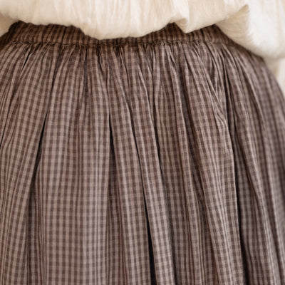 Women's Handloomed Silk Gayle Reversilbe Skirt - Brown Checks