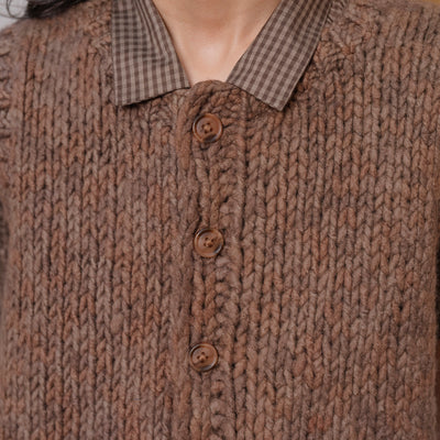 Women's Hand Spun Merino Wool Bobby Vest - Brown