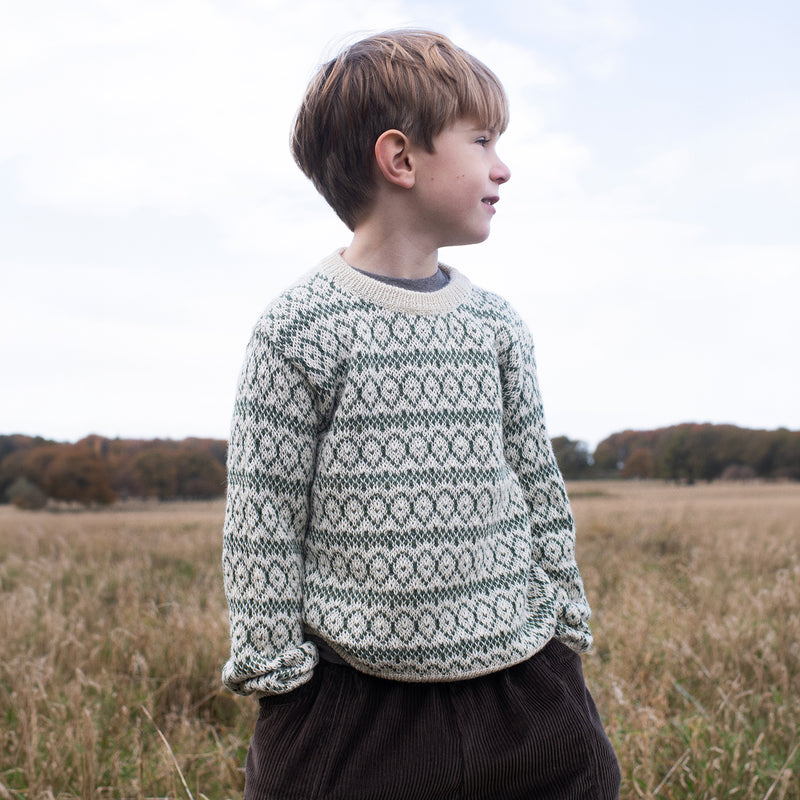 Kids Alpaca Pattern Sweater - Creme