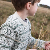 Kids Alpaca Pattern Sweater - Creme