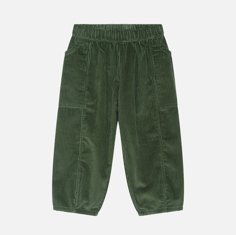 Kids Cotton Corduroy Barrel Pants - Bay Leaf