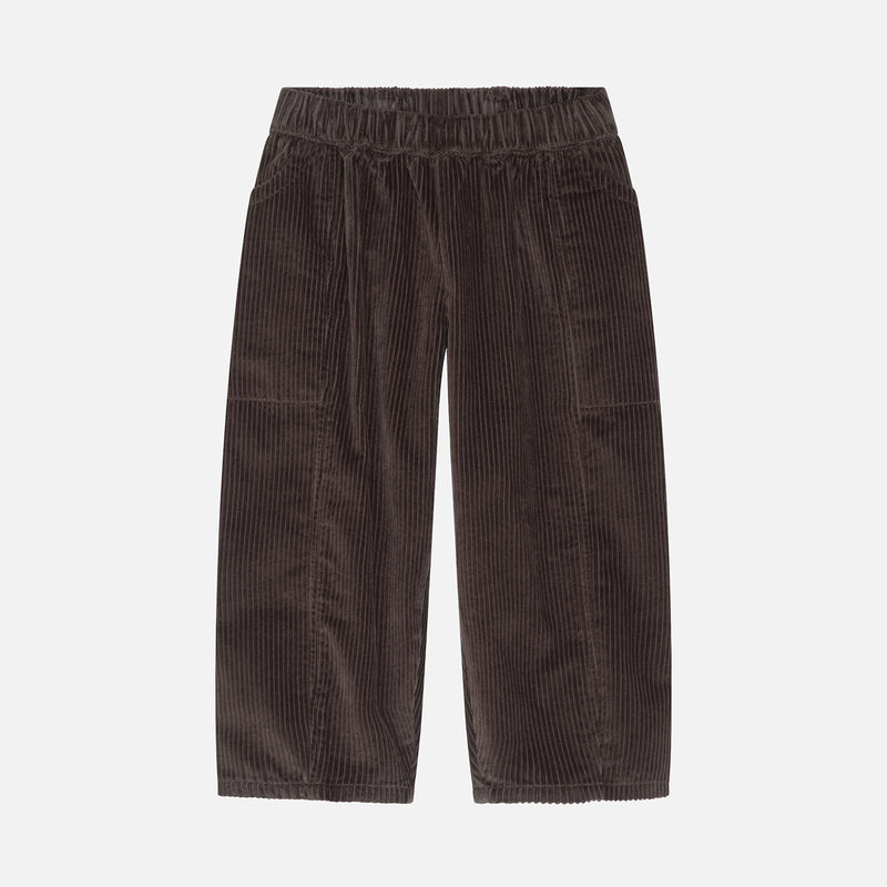 Kids Cotton Corduroy Barrel Pants - Earth