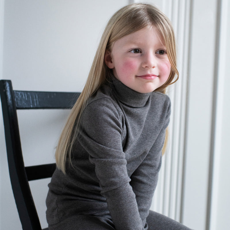 Kids Cotton Turtleneck Top - Soil
