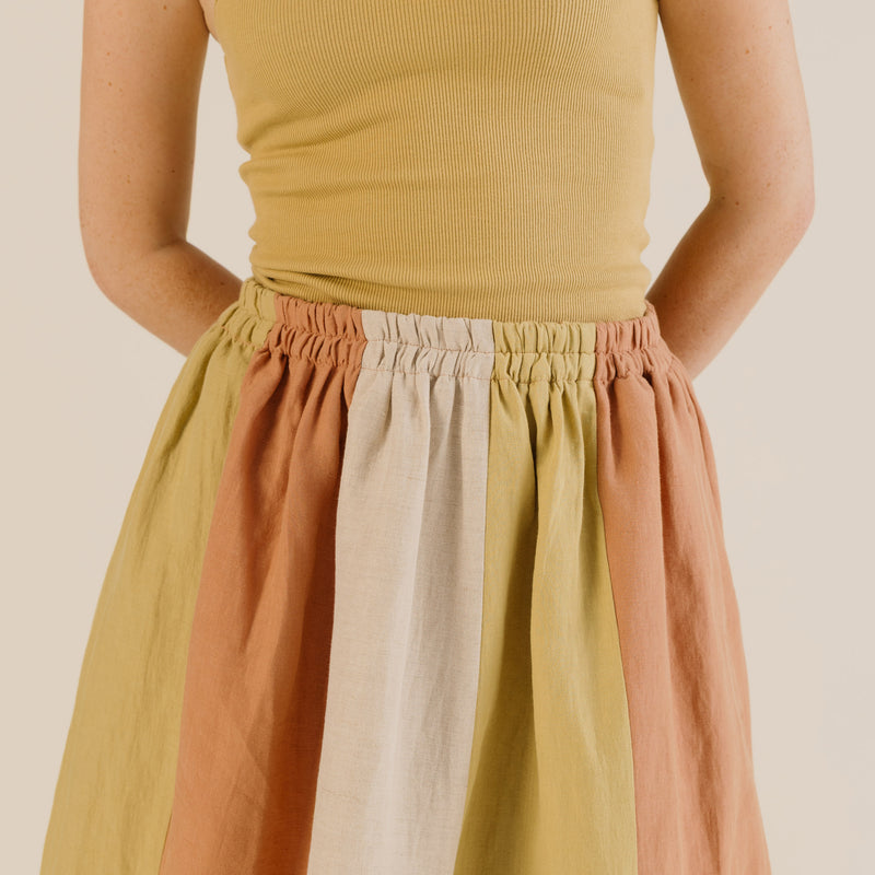 Women's Linen & Cotton Willow Skirt - Patchwork Mix