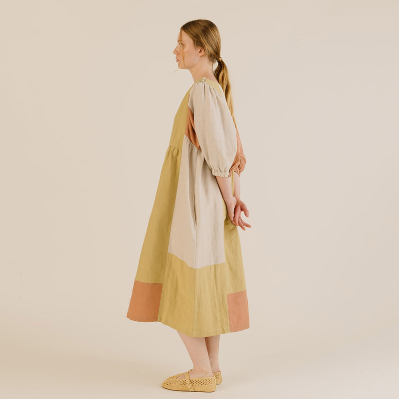 Women's Linen & Cotton Winnie Dress - Patchwork Mix