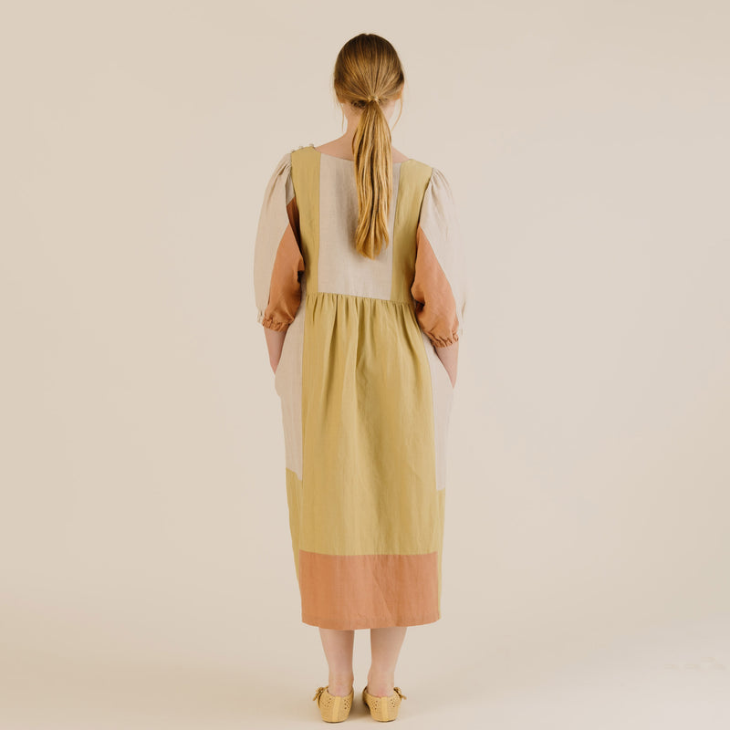 Women's Linen & Cotton Winnie Dress - Patchwork Mix
