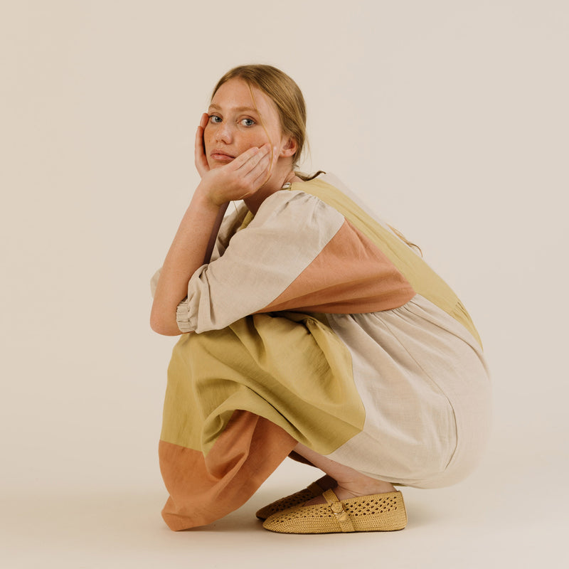 Women's Linen & Cotton Winnie Dress - Patchwork Mix
