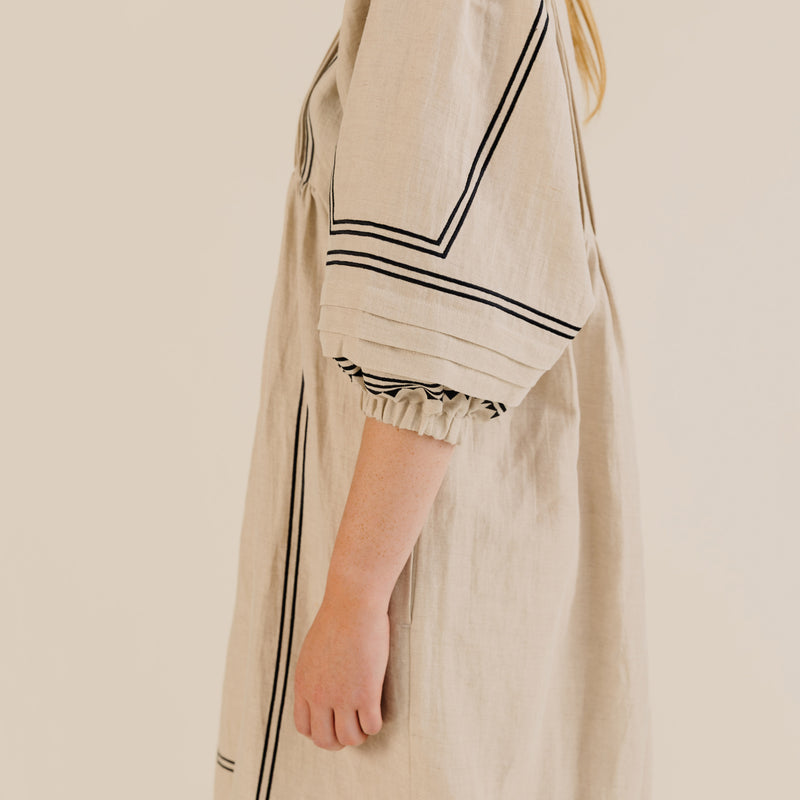 Women's Linen & Cotton Star Dress - Oat
