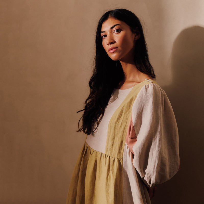 Women's Linen & Cotton Winnie Dress - Patchwork Mix