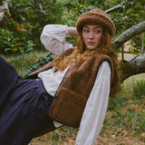 Women's Reversible Teddy Wool Aida Vest - Brown