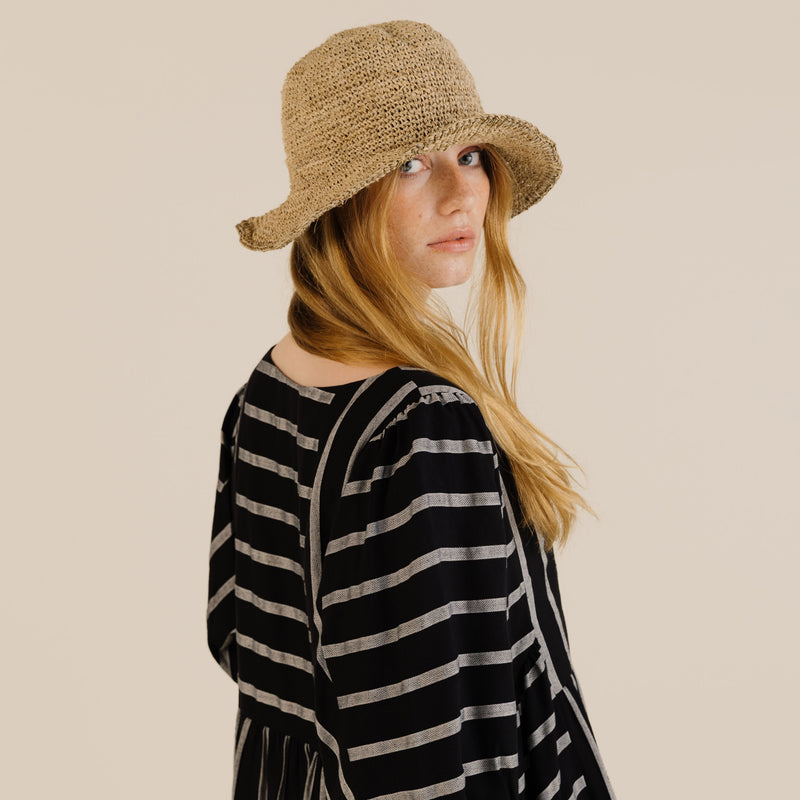 Women's Linen & Cotton Betsy Dress - Black Stripe
