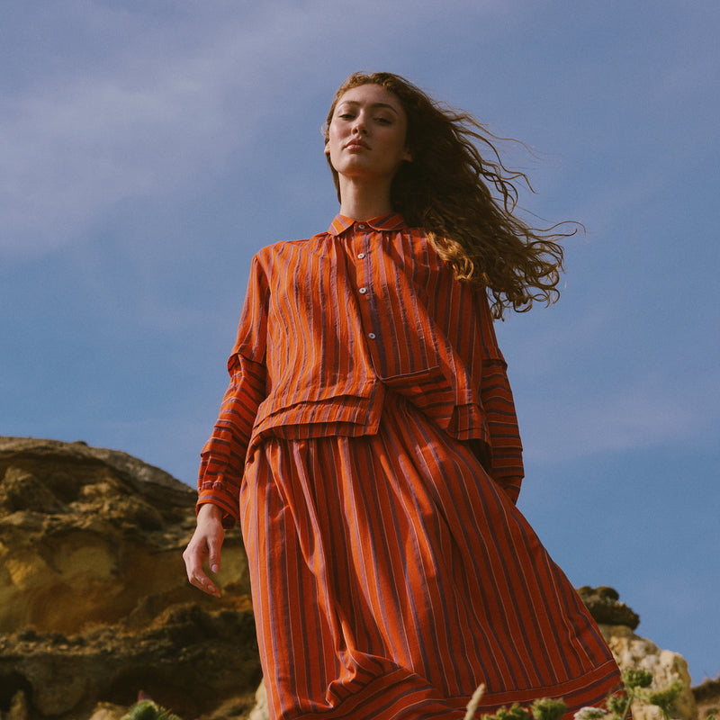 Women's Cotton/Linen Lotta Shirt - Red Stripe