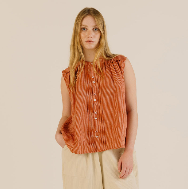 Women's Linen Deli Shirt - Brick
