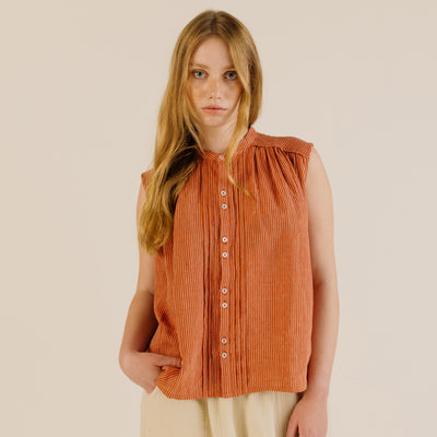 Women's Linen Deli Shirt - Brick