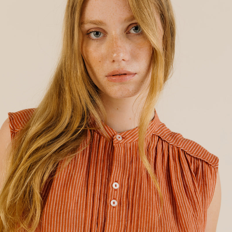 Women's Linen Deli Shirt - Brick