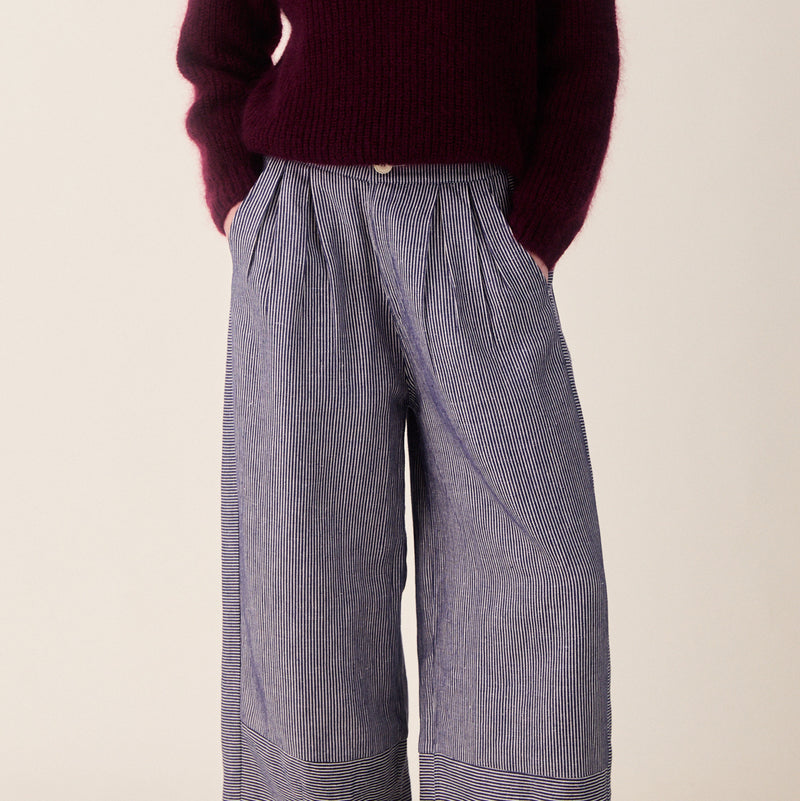 Women's Hemp/Cotton Leila Trousers - Railroad Stripe