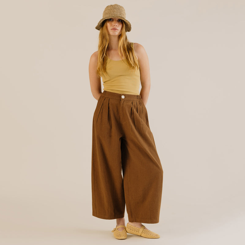 Women's Linen & Cotton Leila Trousers - Earth