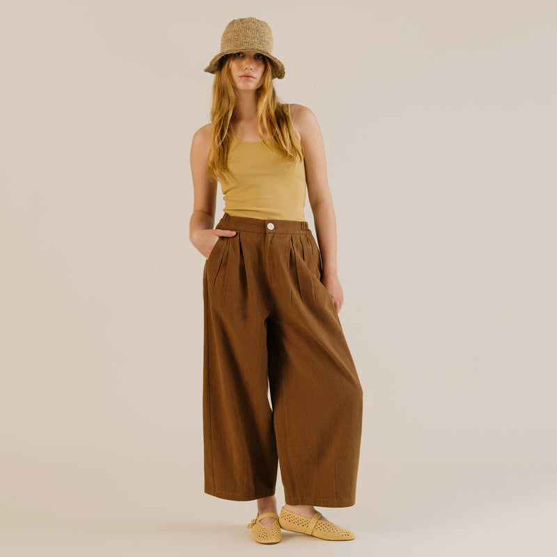 Women's Linen & Cotton Leila Trousers - Earth