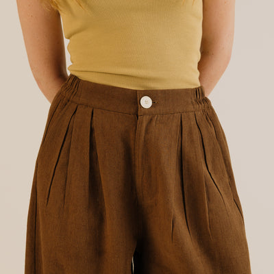 Women's Linen & Cotton Leila Trousers - Earth