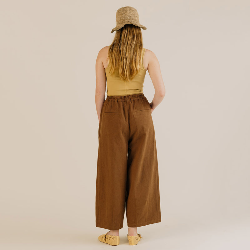 Women's Linen & Cotton Leila Trousers - Earth