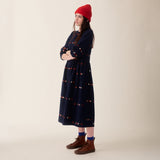Women's Linen/Cotton Tessa Dress - Indigo Embroidered