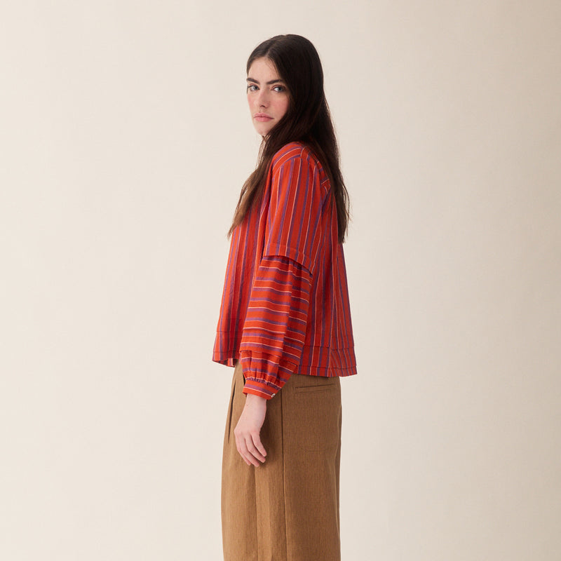 Women's Cotton/Linen Lotta Shirt - Red Stripe