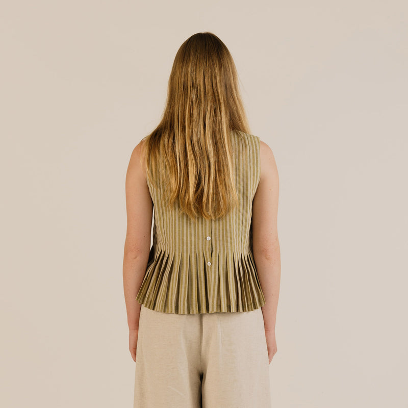 Women's Cotton Minnie Top - Ochre Stripe