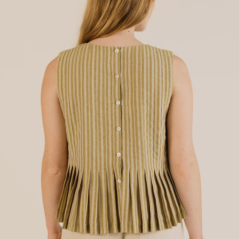 Women's Cotton Minnie Top - Ochre Stripe