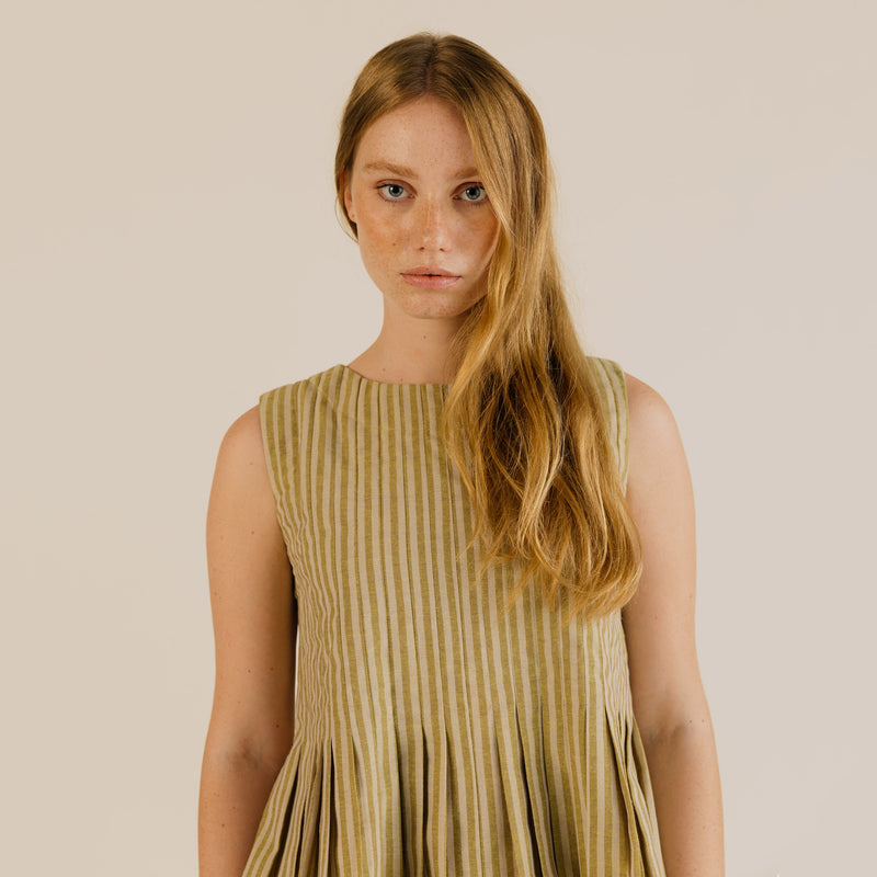 Women's Cotton Minnie Top - Ochre Stripe