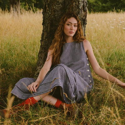 Women's Hemp/Cotton Robbie Dress - Railroad Stripe