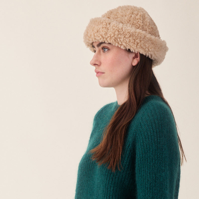 Women's Teddy Wool Cloud Hat - Natural