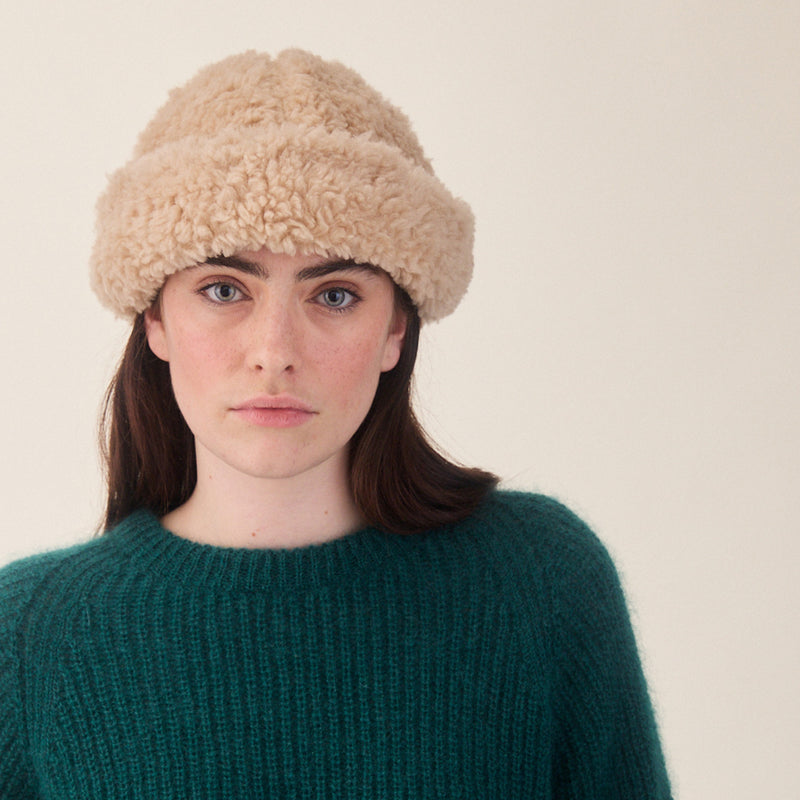 Women's Teddy Wool Cloud Hat - Natural