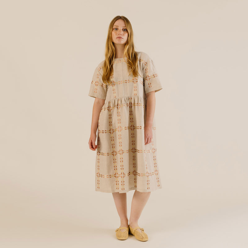 Women's Linen & Cotton Una Dress - Oat Emblem