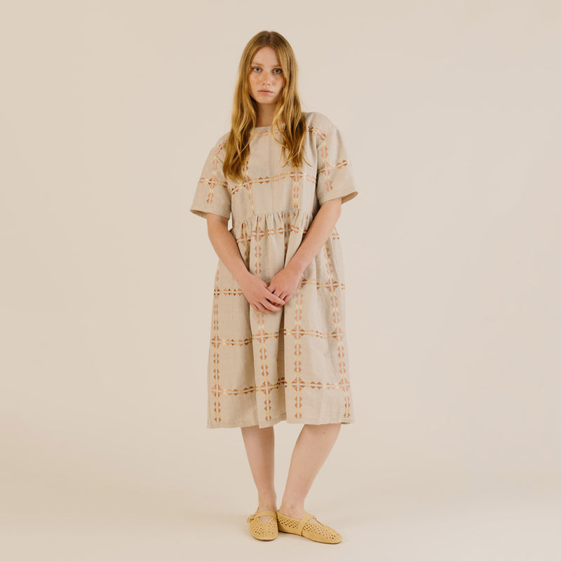 Women's Linen & Cotton Una Dress - Oat Emblem